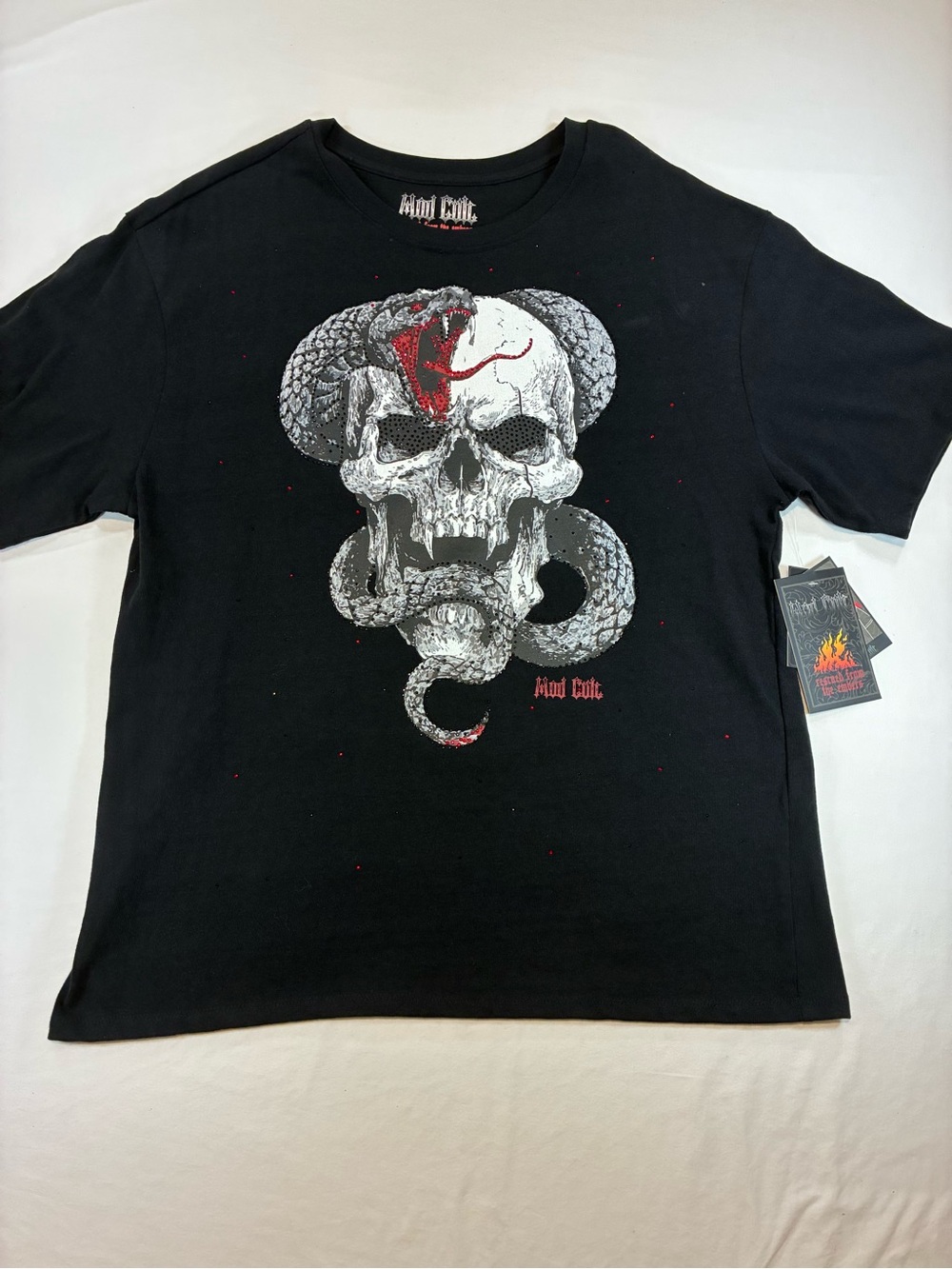 Mod Cult Black Skull & Snake Short Sleeve Graphic Tee